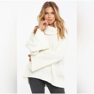 Show Me Your Mumu Ivory Waffle Hicks Sweater Cream Waffle Knit Size M Cozycore